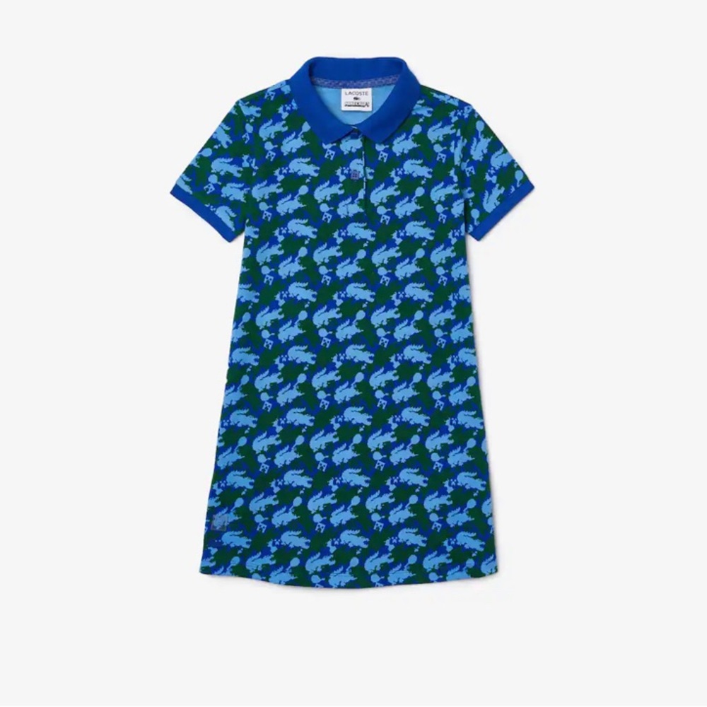 Kids' Lacoste × Minecraft Print Organic
Cotton Piqué Polo Dress 2T